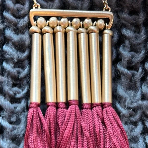 Lucky Brand Gold and Red Fringe Necklace - Picture 3 of 6